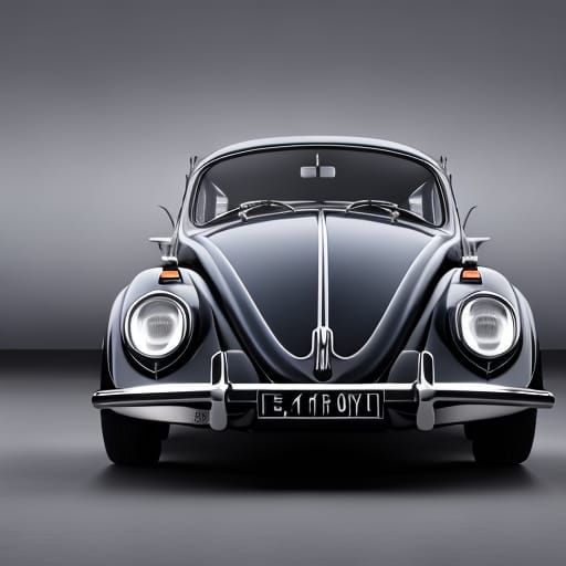 1953 Black Beetle at Eiffel Tower: 3D Render