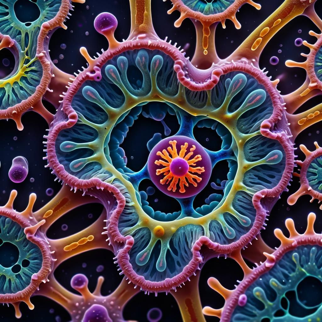 Microscopic Amoeba: Vibrant Abstract Art on Artstation