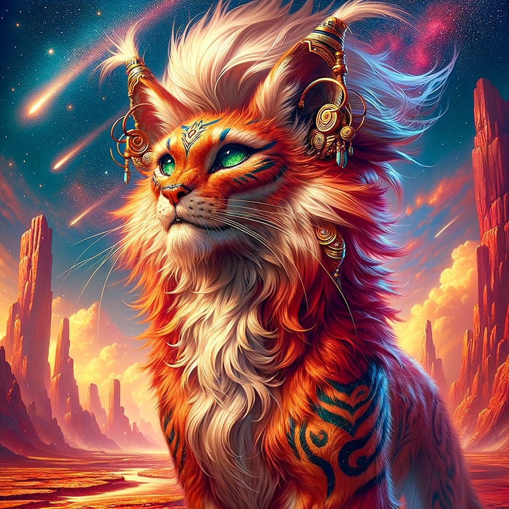 Majestic Russet Feline with Emerald Eyes