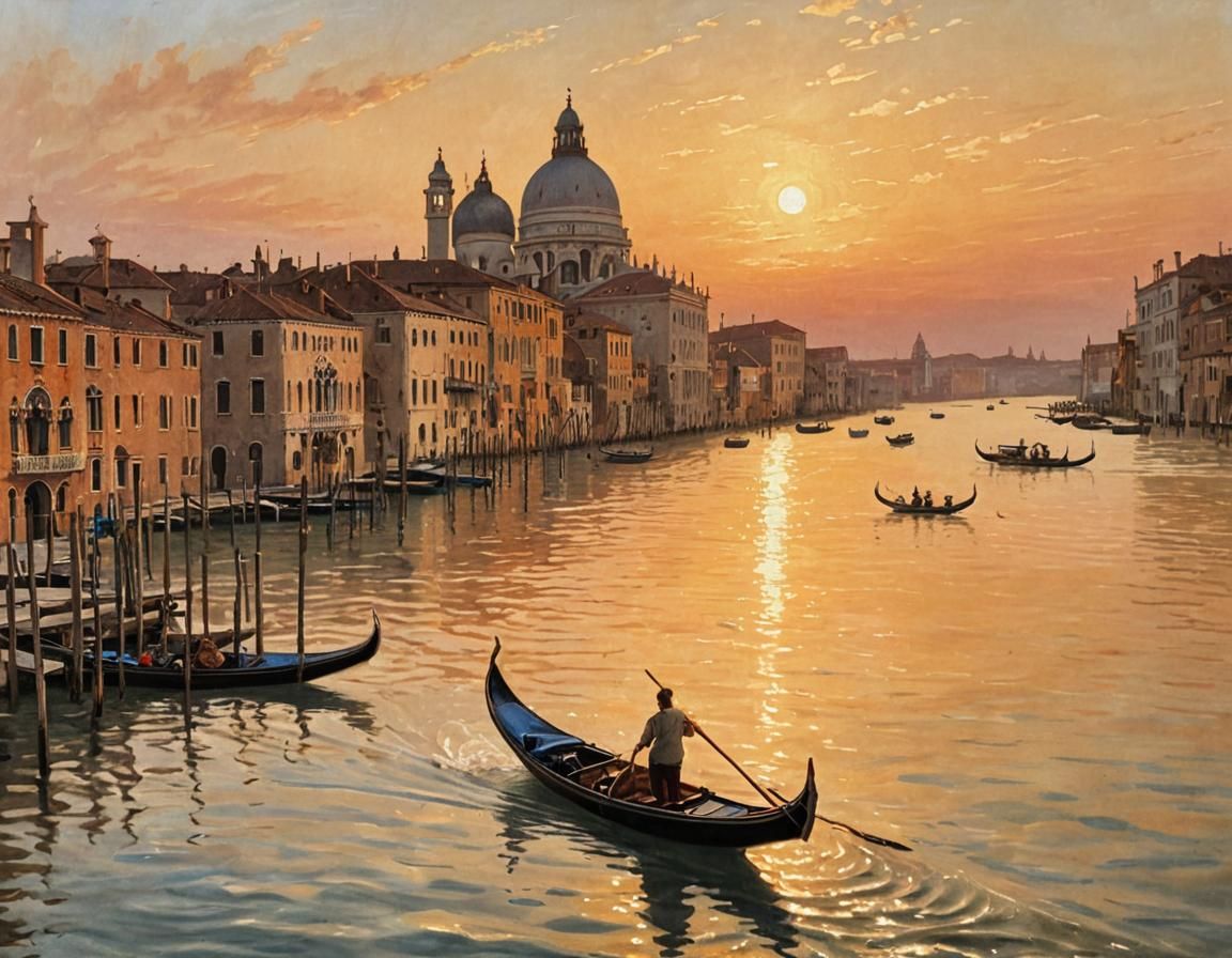 Sunset in Venice oil VIII