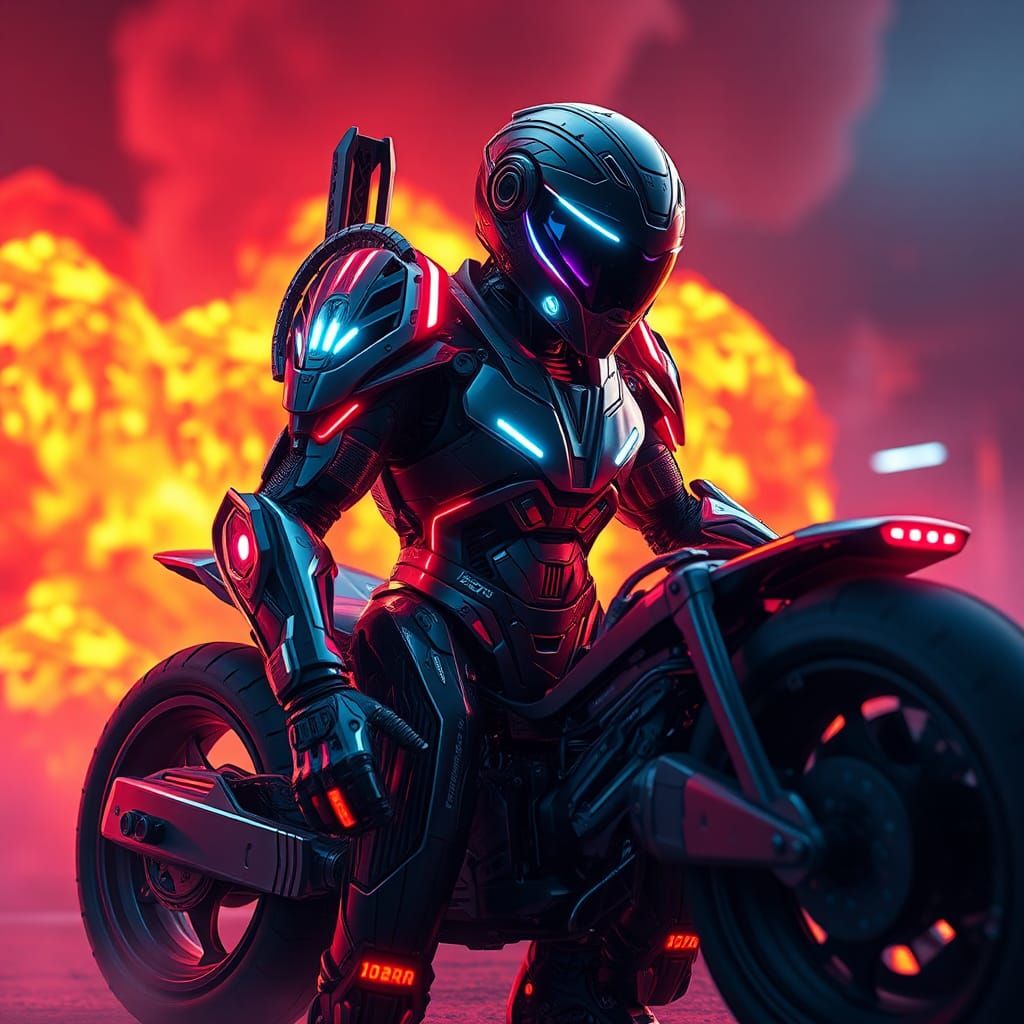 Sleek Futuristic Exosuit with Neon Accents