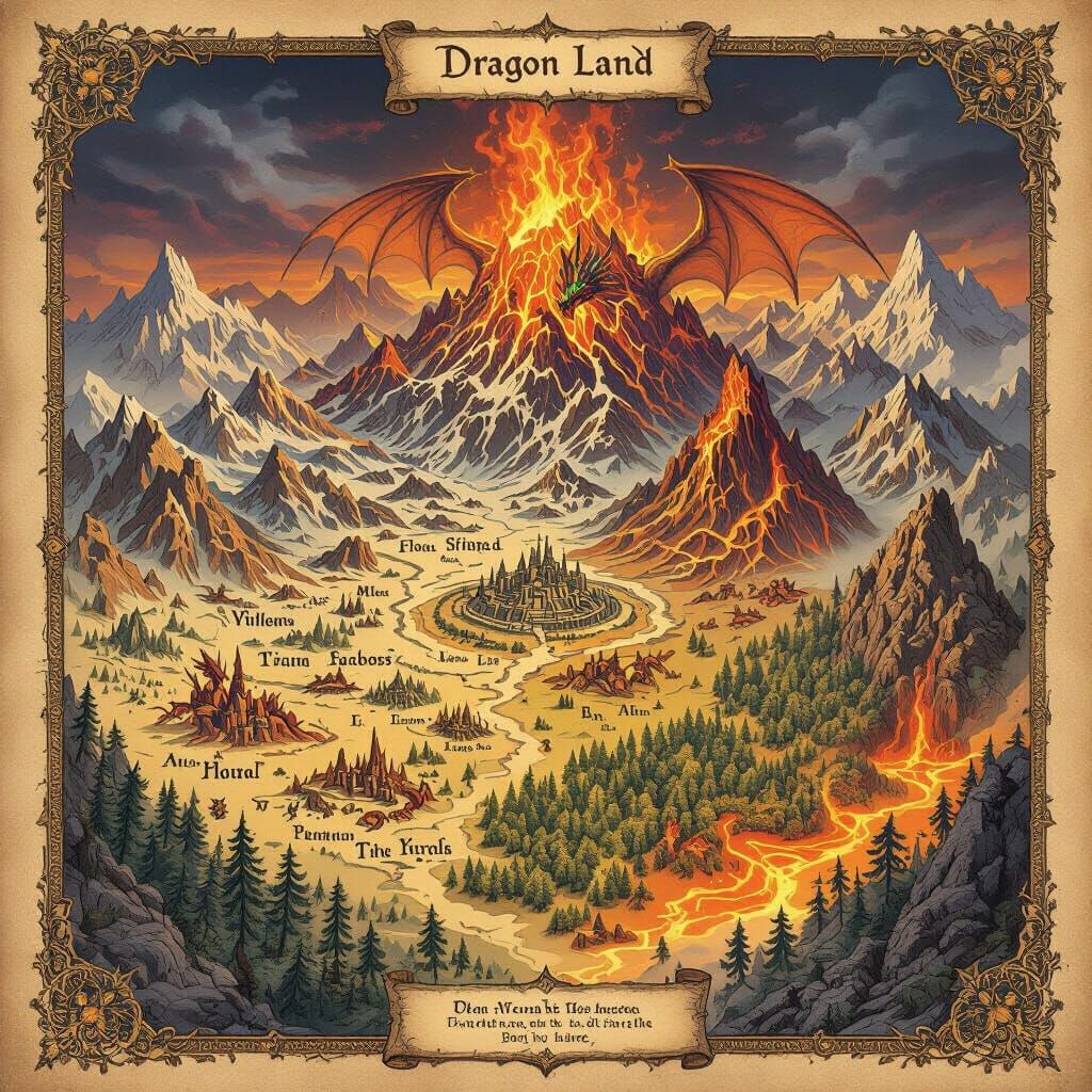 Detailed Fantasy Map of Dragon Land