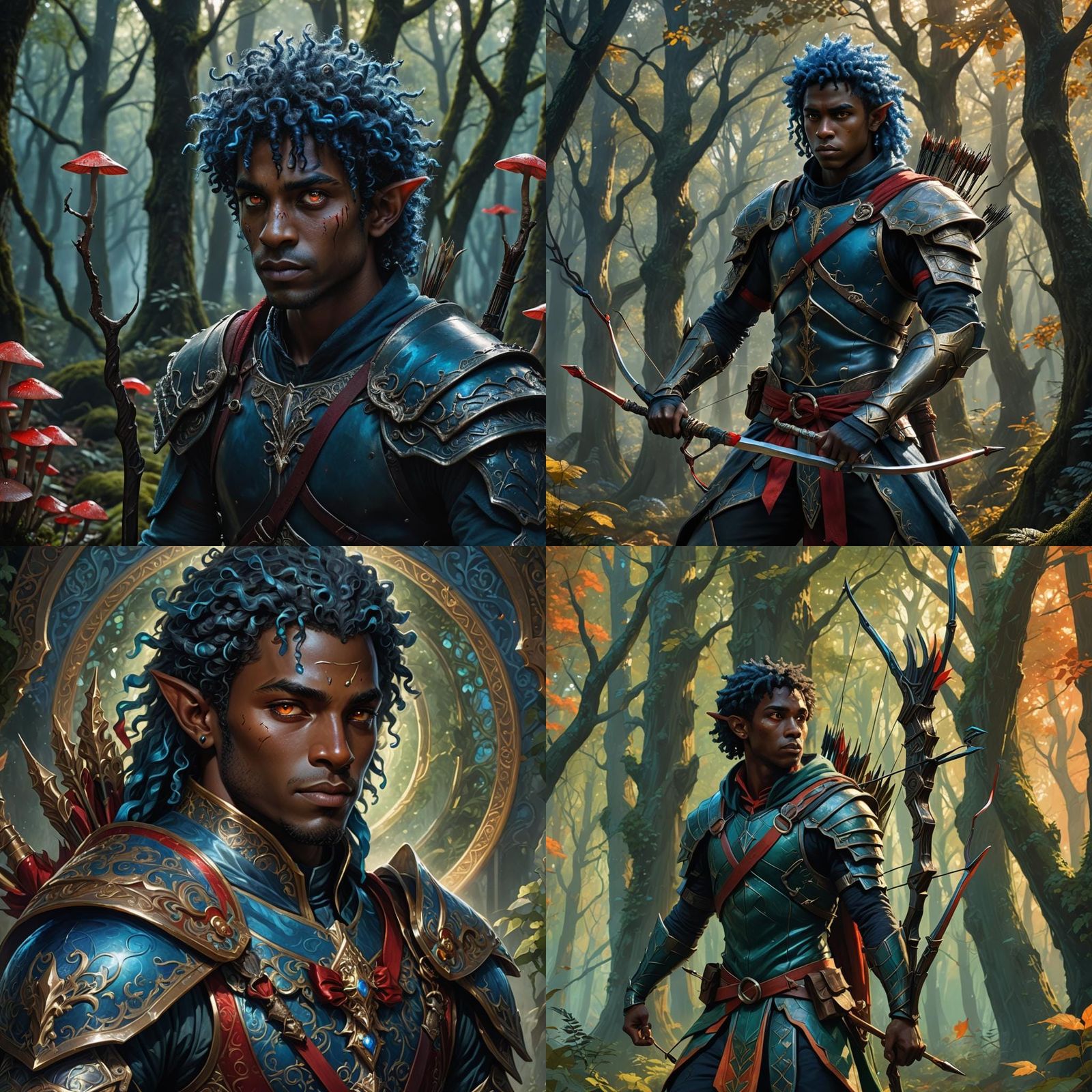 Handsome Dark Elf Archer: Fantasy Art, 8K Resolution