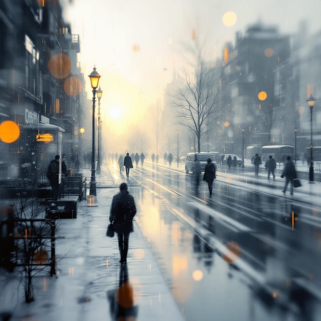 Morning Silhouette Vanishes in City Bustle