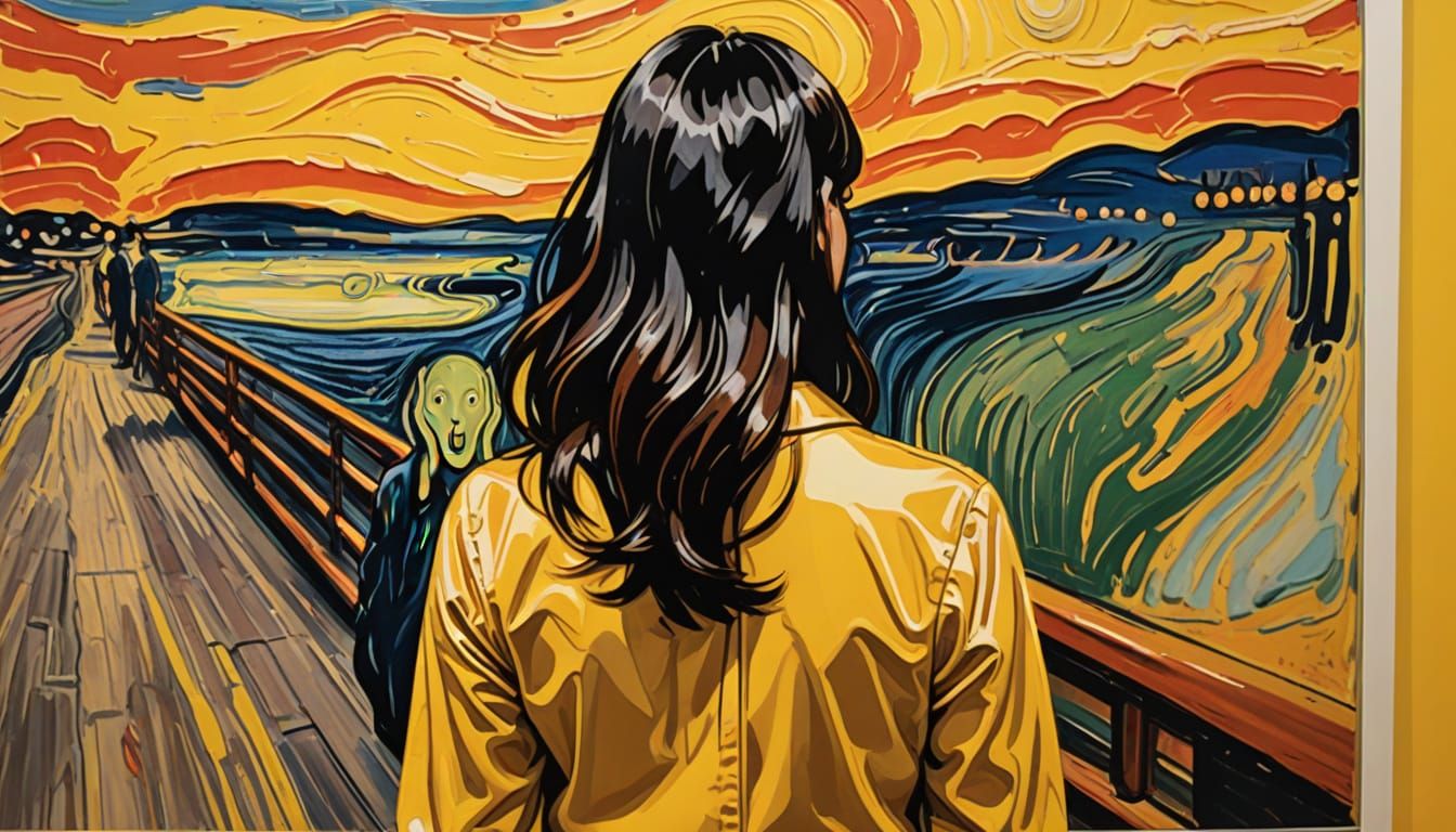 Woman in Art Gallery Faces Edvard Munch's The Scream in Pop ...
