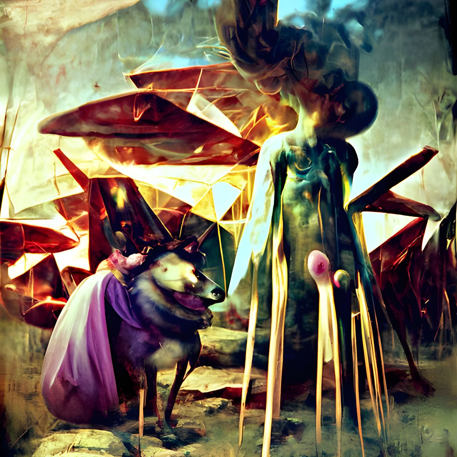 Matchstick Dogs in a Surreal Dreamscape