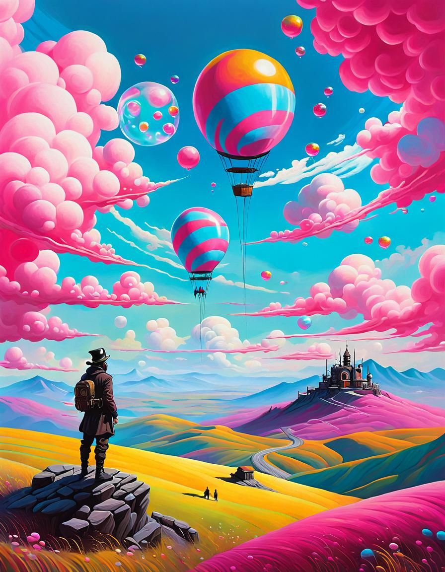 Surreal Dreamscape in Bubblepunk Style