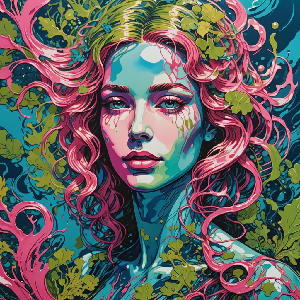 Venus Emerges: A Pop Art Portrait in Silkscreen Style