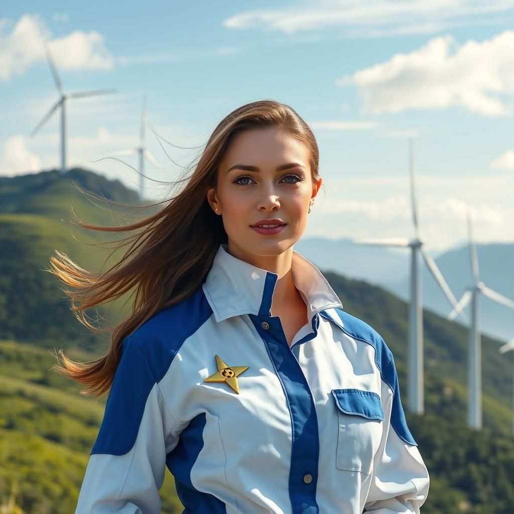 Wind Turbine Engineer Portrait in Art Nouveau Style