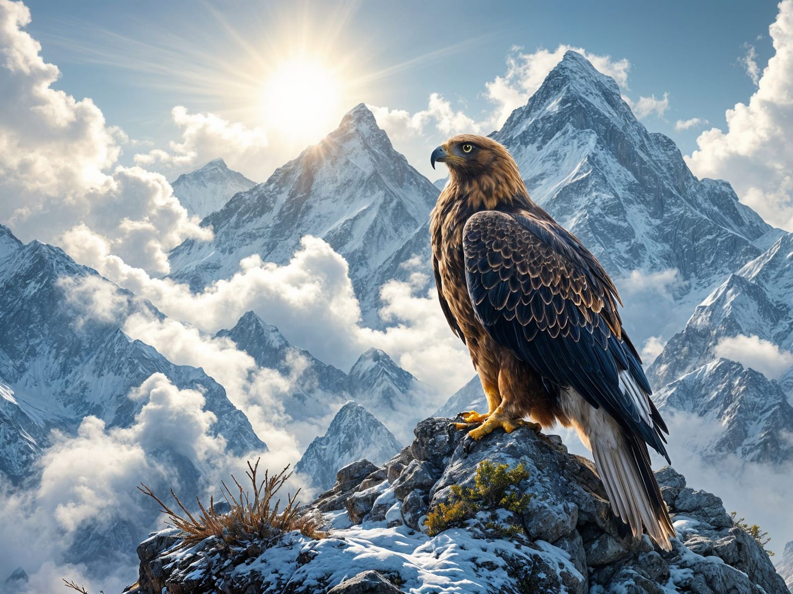 Realistic Golden Eagle Soars on Mount Everest
