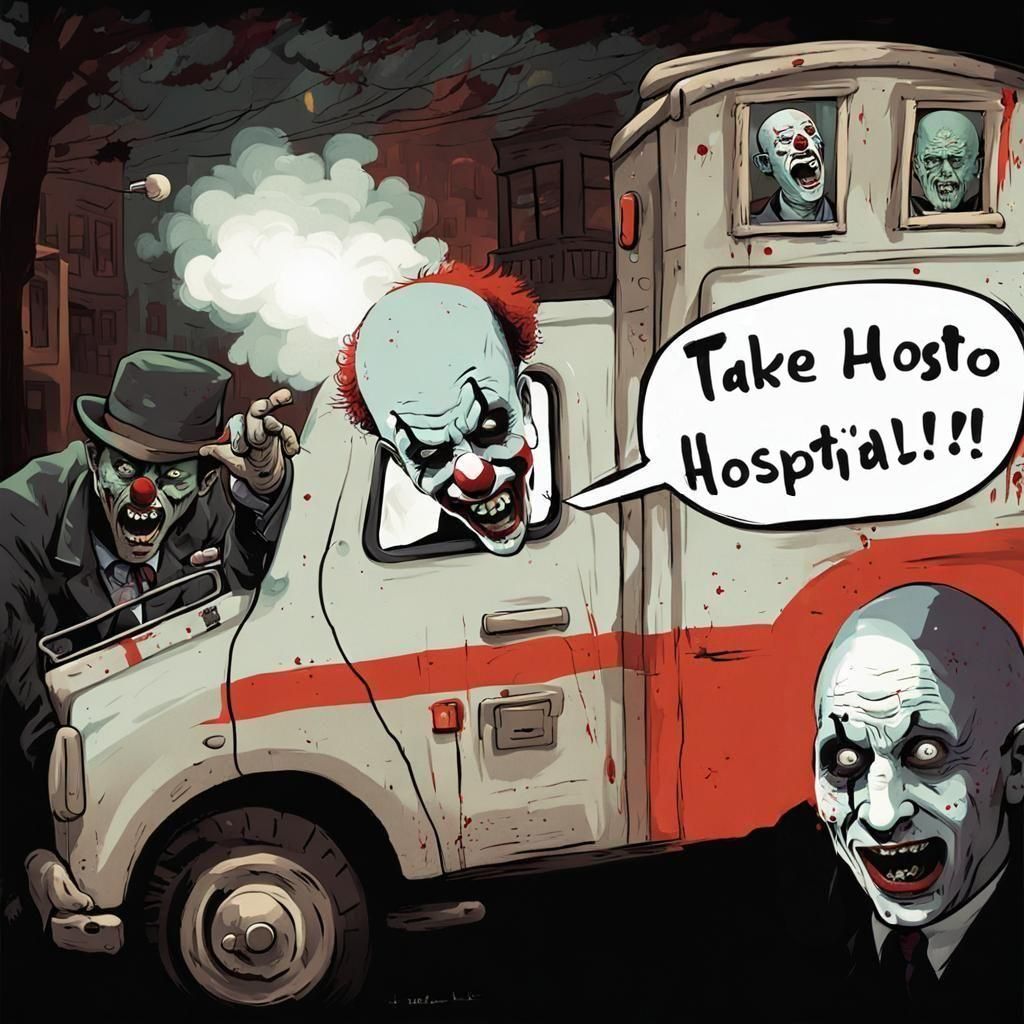 Clown Drives Ambulance, Points to Bald Head
