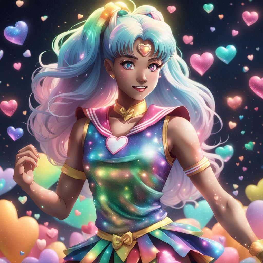 Radiant Magical Girl in 80s Anime Style