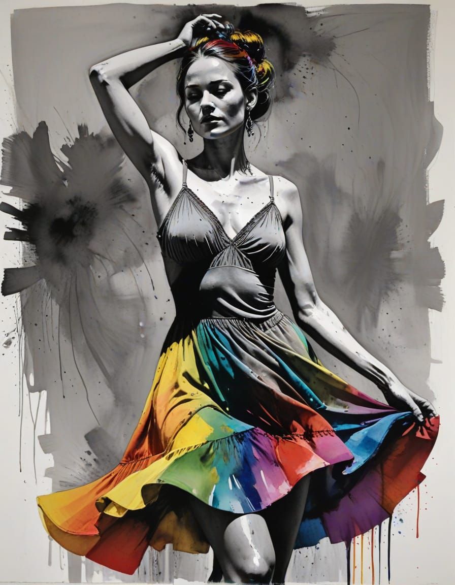 Bohemian Dancer in Vibrant Colors