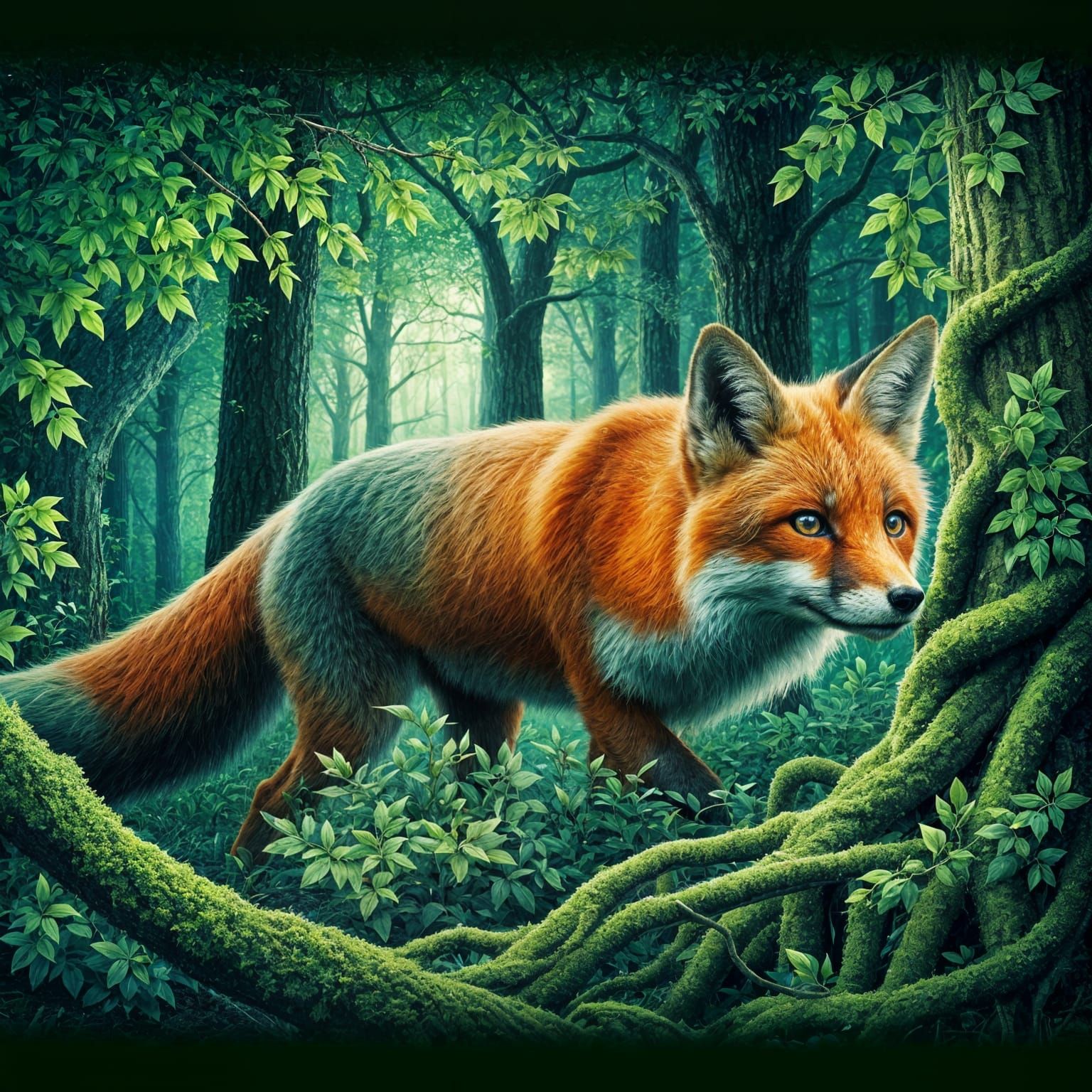 Enchanted Forest: A Cunning Fox Illustration