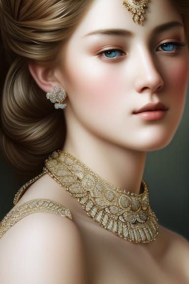 French Royalty Selfie: Hyperrealistic Digital Illustration