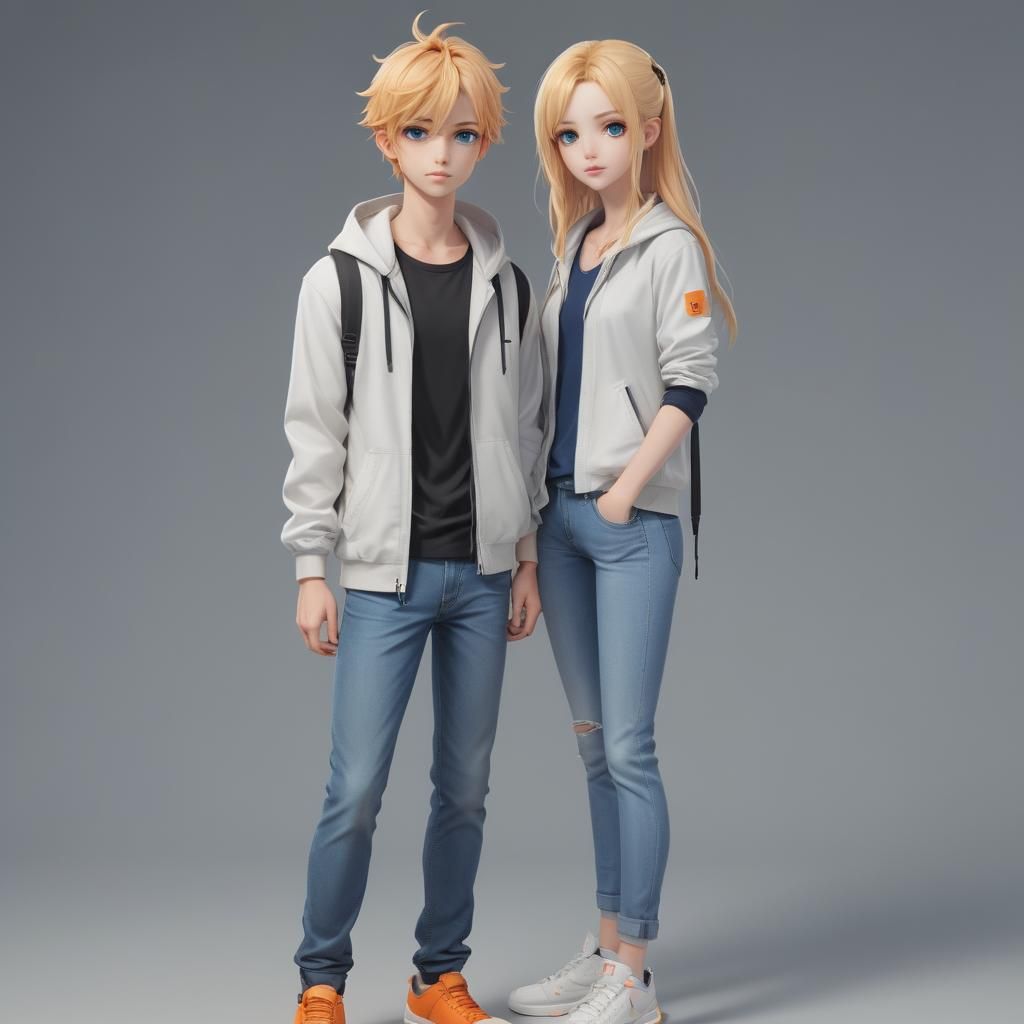 Blonde Teen Boy with Black Ring in 3D Anime Art