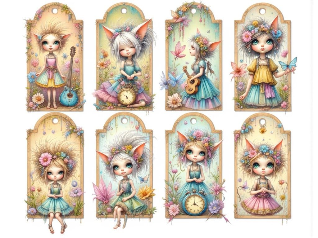 Fantasy Fairy Punk Journal Tags in Whimsical Hyperrealistic ...