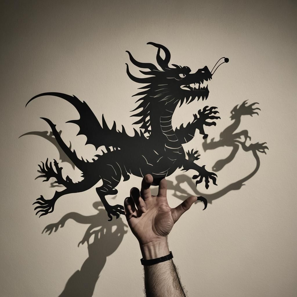 Dragon Hand Shadow Puppet Art