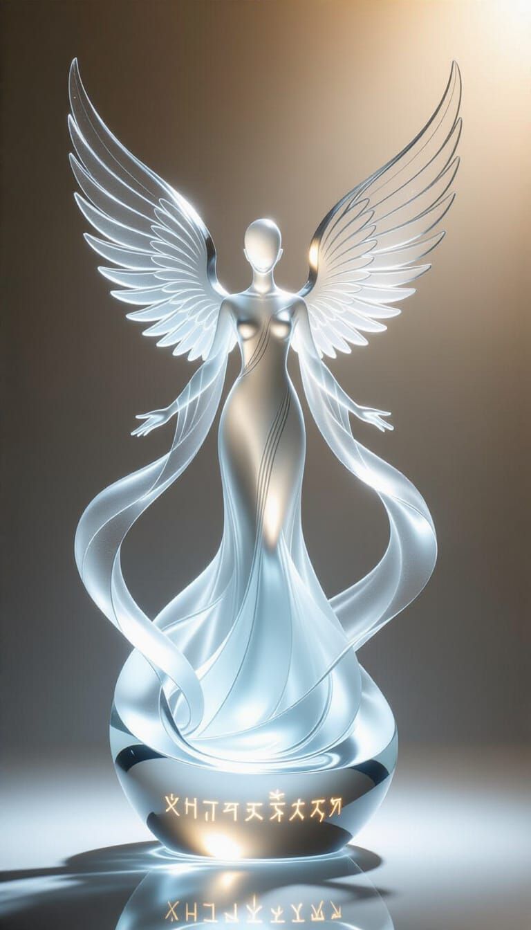 Crystal Spirit Ascending in Swirling Light: Minimalist Abstr...