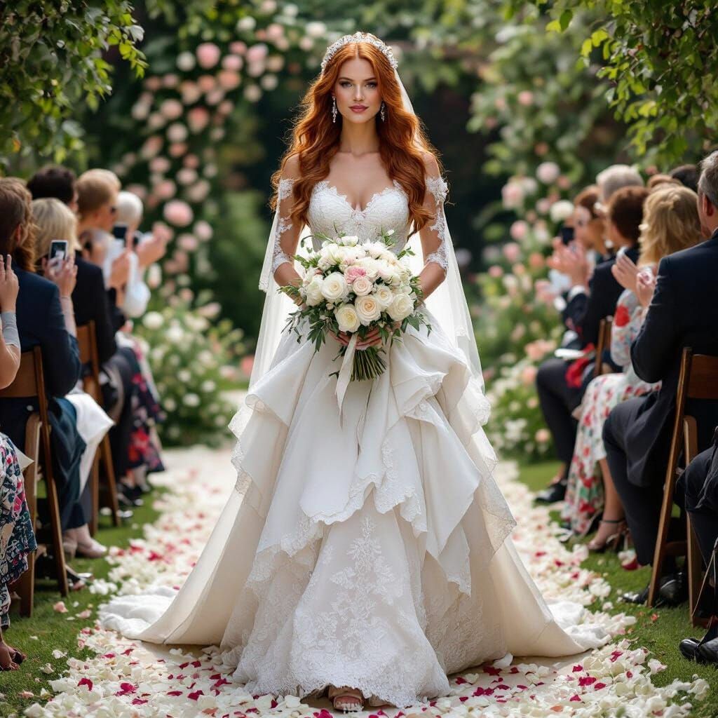 Red-Haired Bride in Princess Diana Wedding Dress
