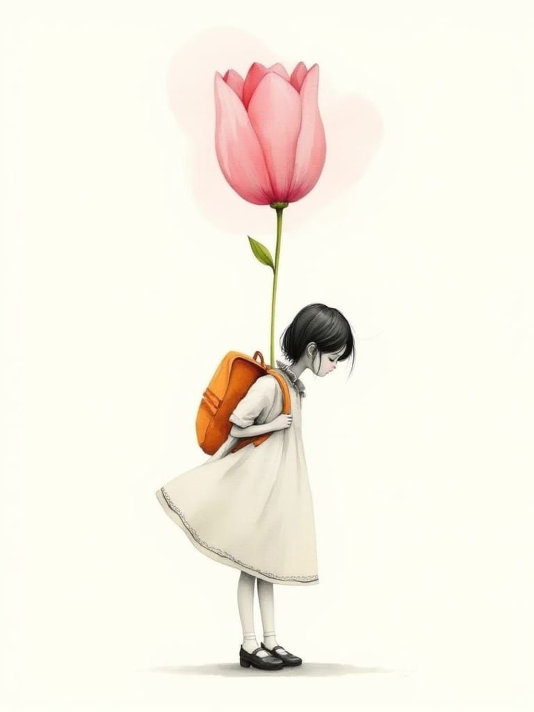 Whimsical Girl in Dreamy Landscape