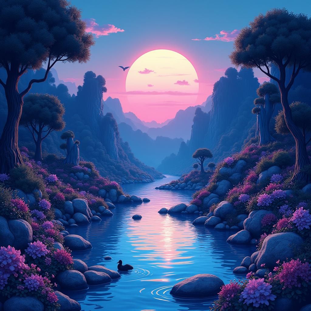 Mystical Landscape in Stop-Motion Animation Style