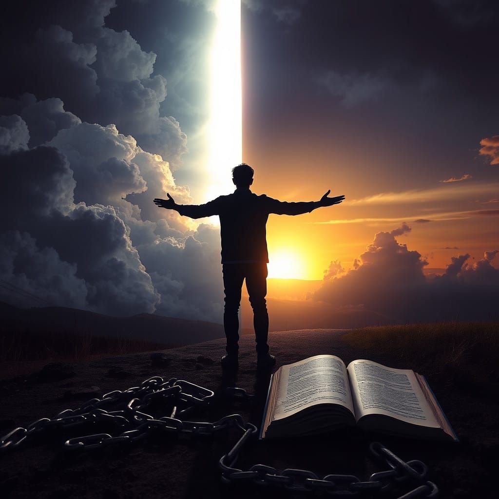 Figure at Crossroads, Illuminated by Dawn's Light