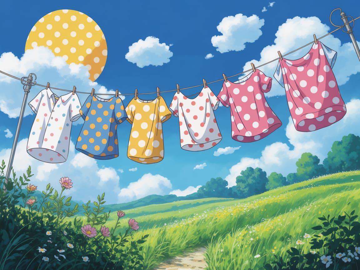 Polka Dot Laundry in Anime Style