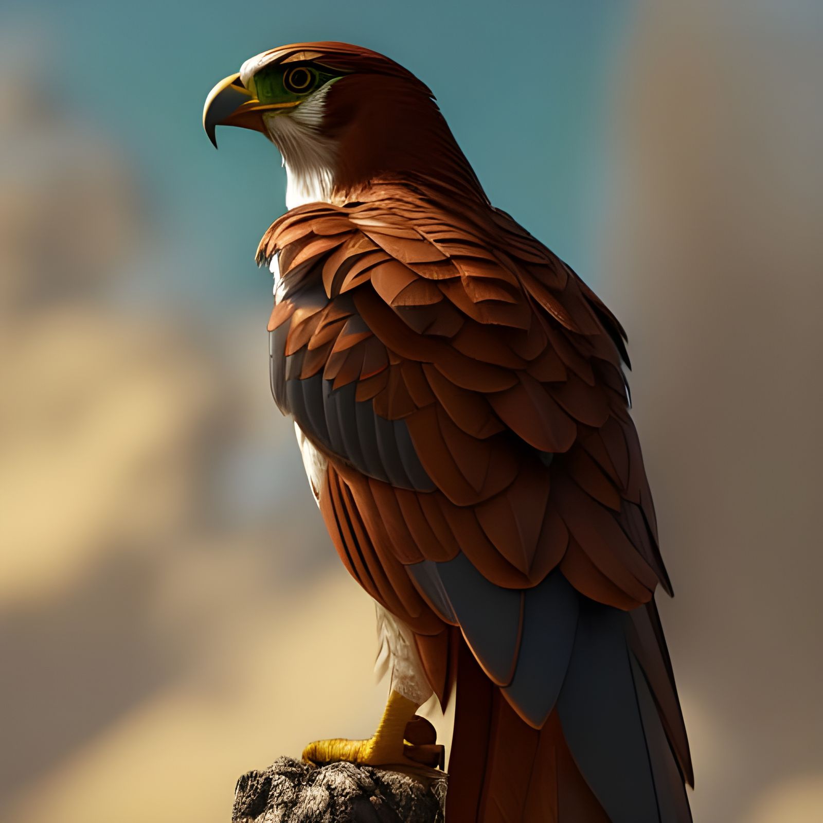 Majestic Arabic Falcon Portrait in Hyperdetailed Style