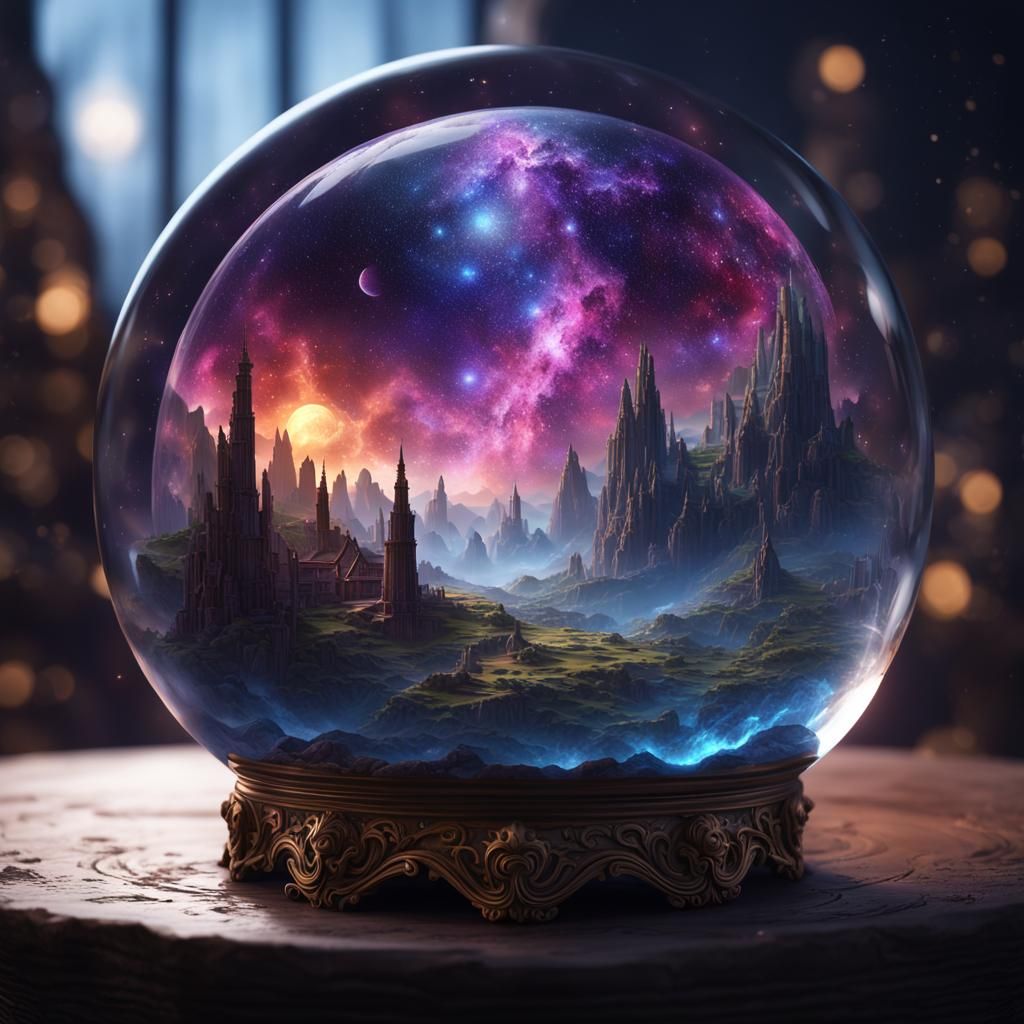 Galaxy in Crystal Ball: Detailed Matte Painting