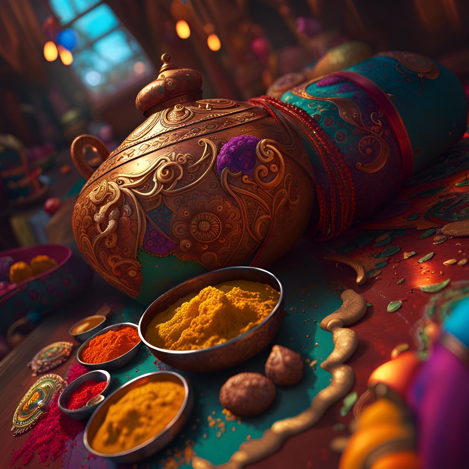 Vibrant Indian Traditions in Colorful Concept Art
