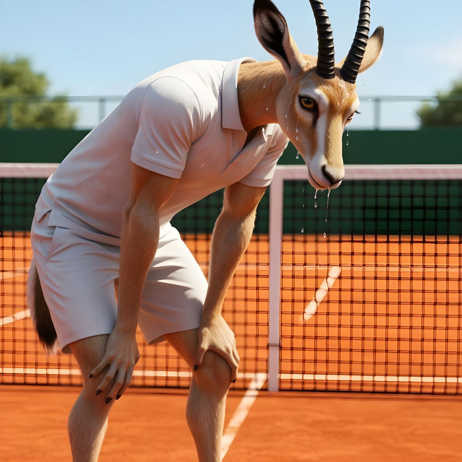 Exhausted Gazelle Tennis Player Portrait