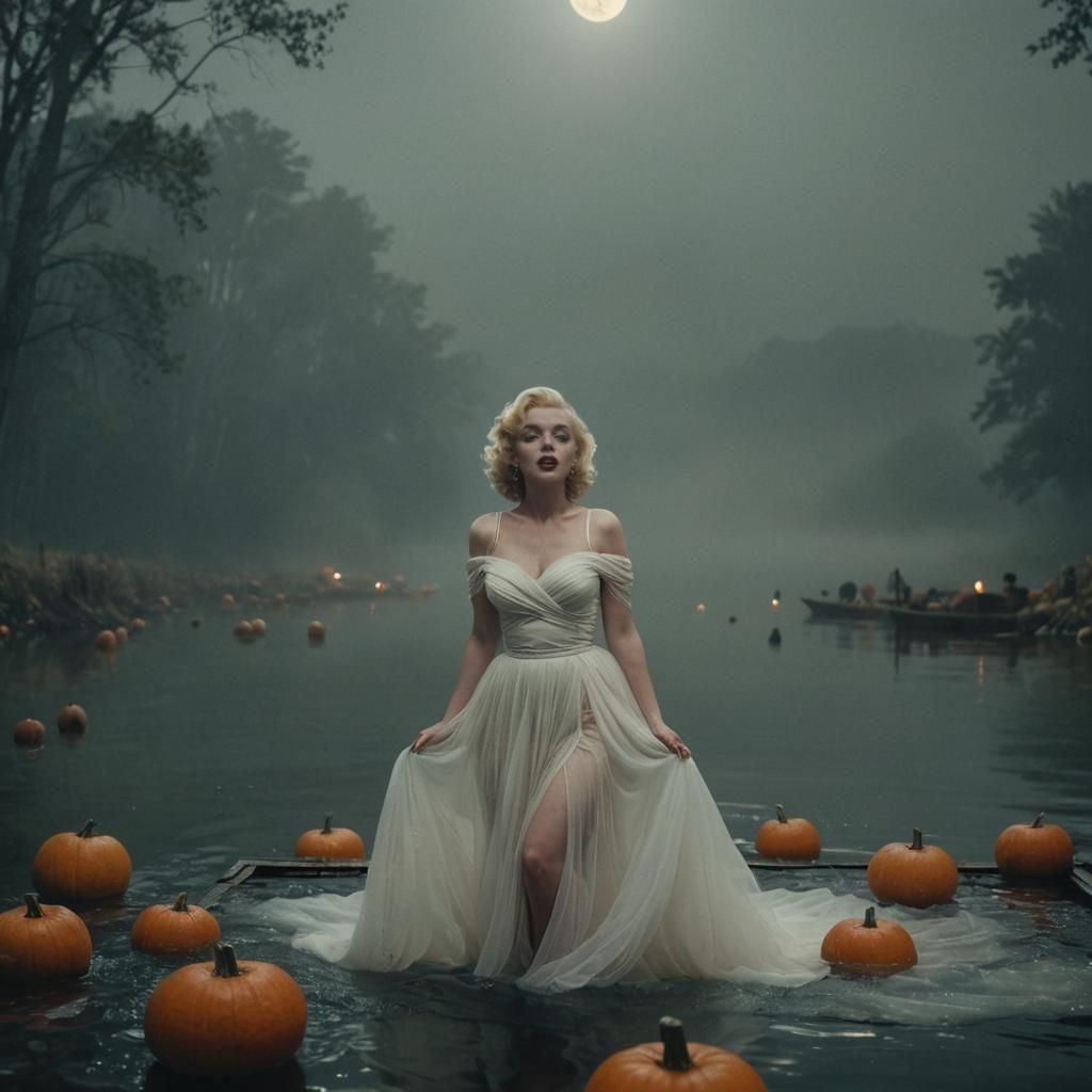 Marilyn Monroe on a Pumpkin Raft