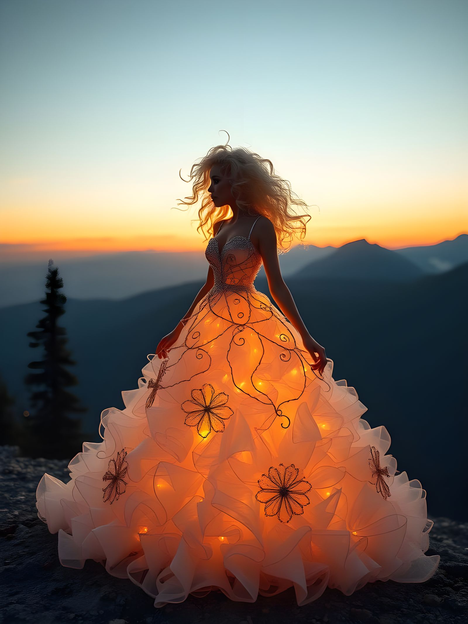 Resin Wire Art Ball Gown at Sunrise