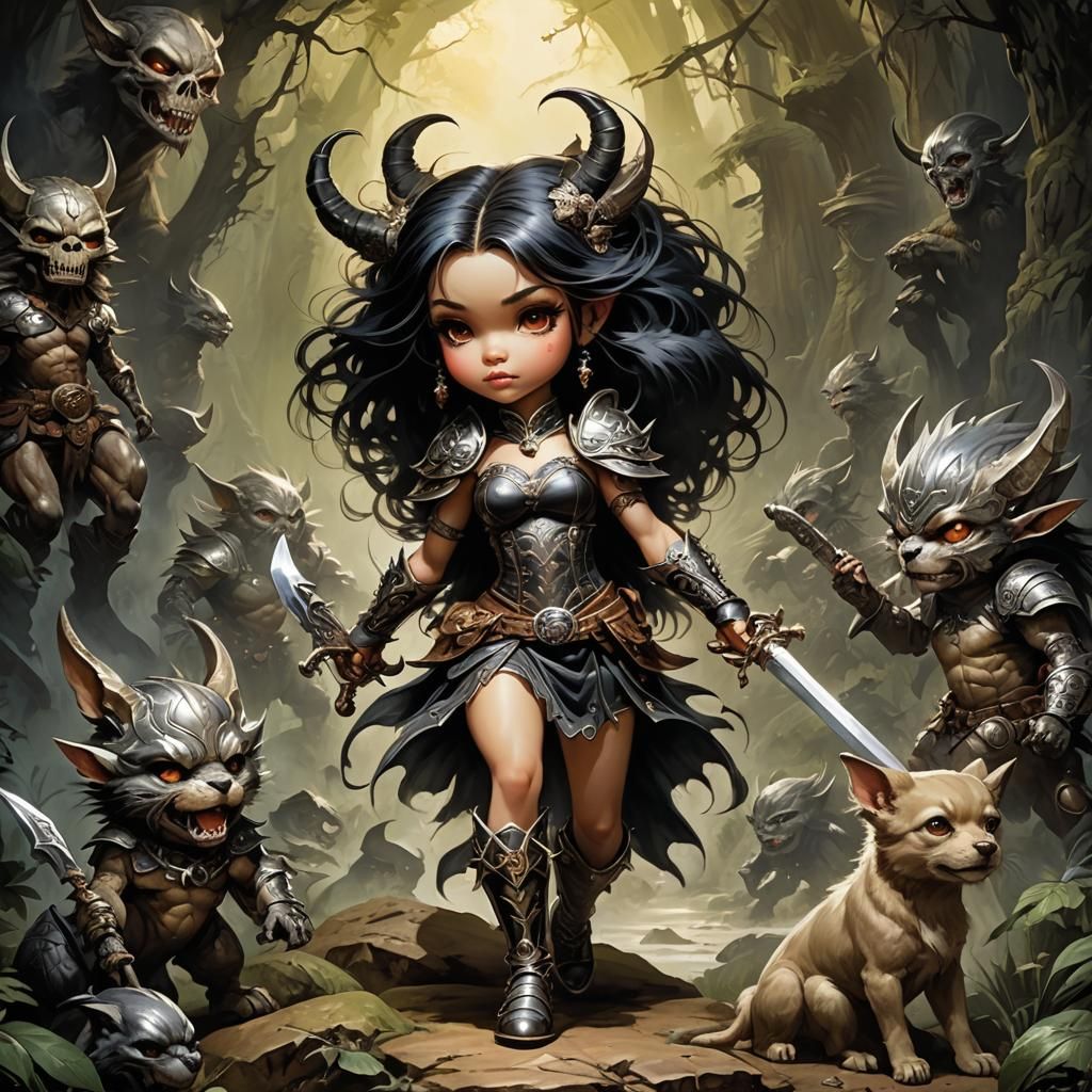 Attractive Animated Woman: Fantasy Art Illustration