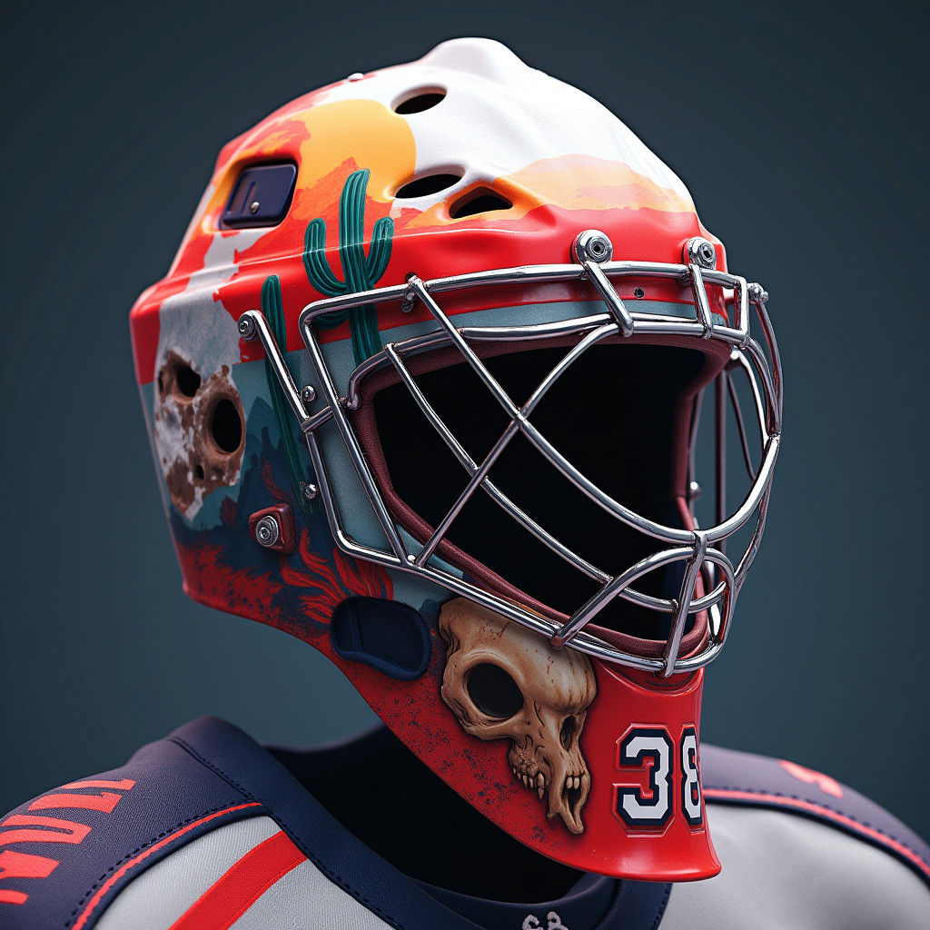 Flaming Goat Skull and Desert Hockey Helmet