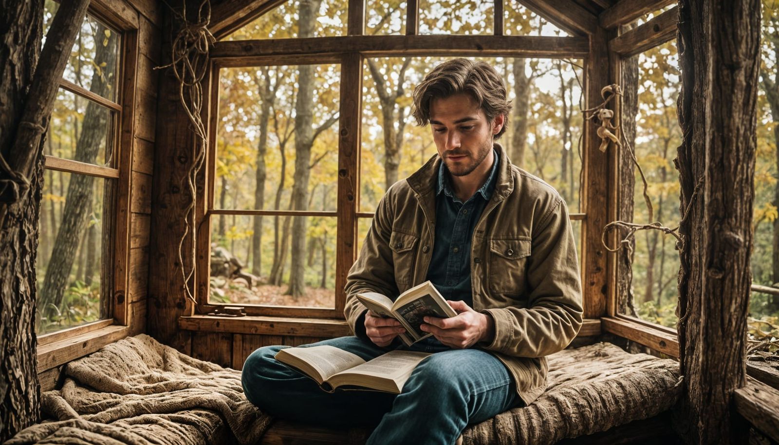 Cozy Rustic Treehouse in Forest: Photography