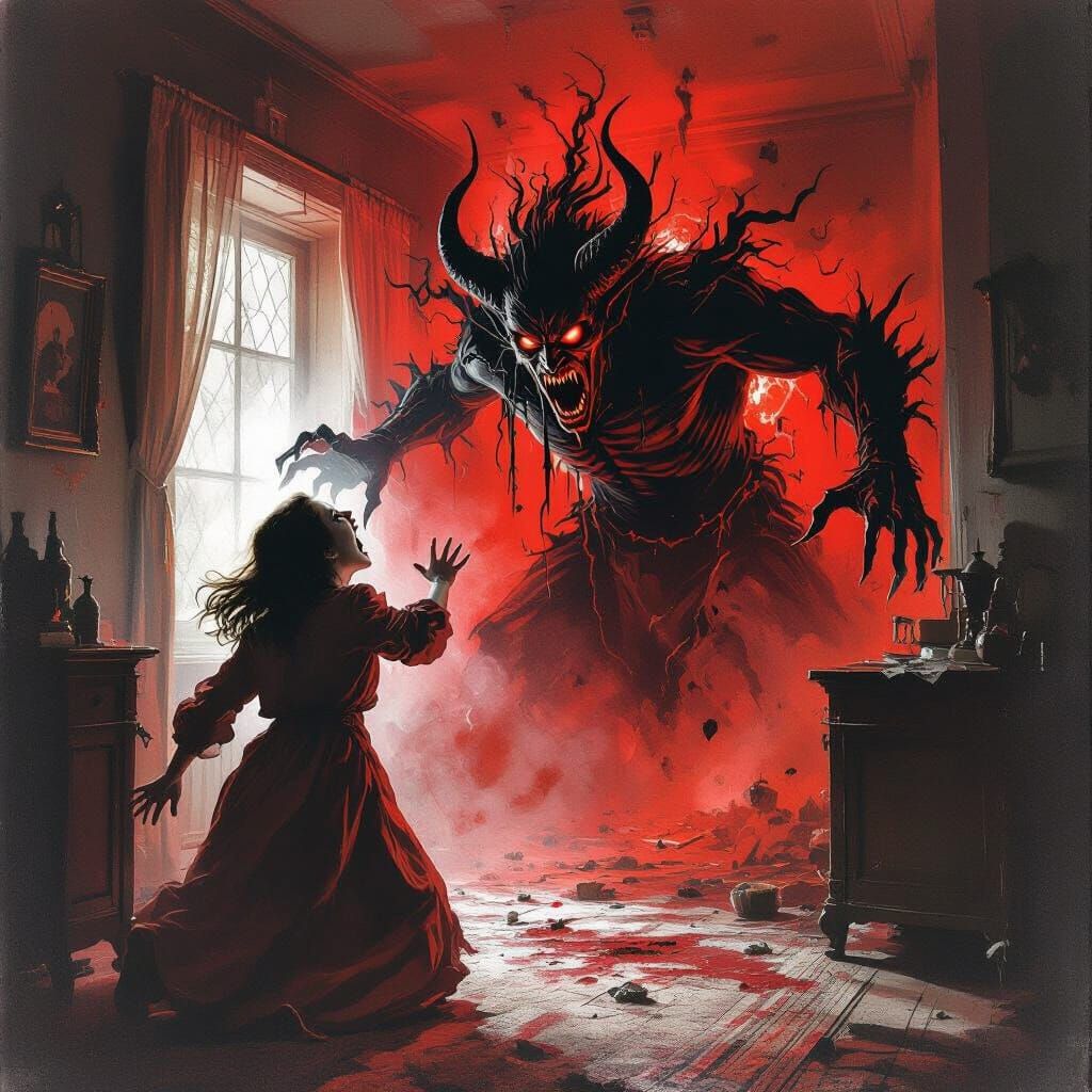 Terrifying Djinn Attack in Red-Lit House