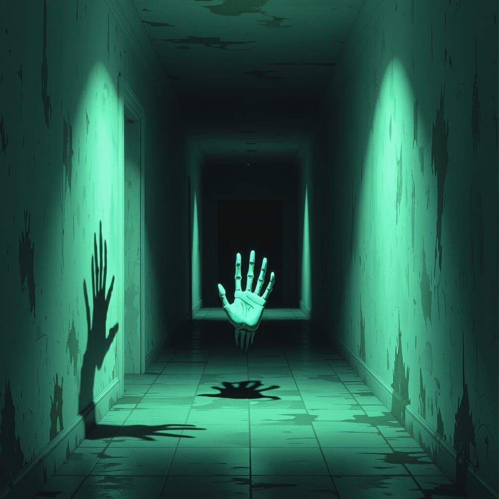 Eerie Hand Emerges from Pixelated Hallway