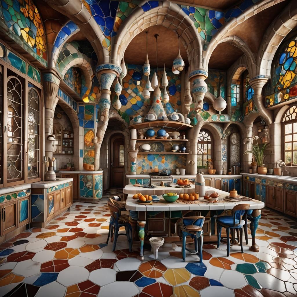 Gaudi-Inspired Fantasy Kitchen in Organic Architecture Style
