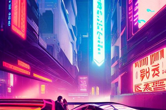 Cyberpunk Tokyo Streets in Anime Style