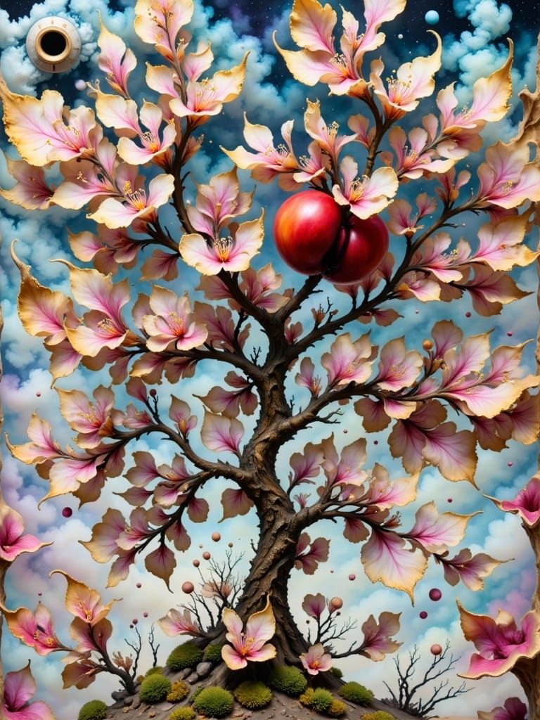 Cherry Blossom Tree Carved from a Cherry