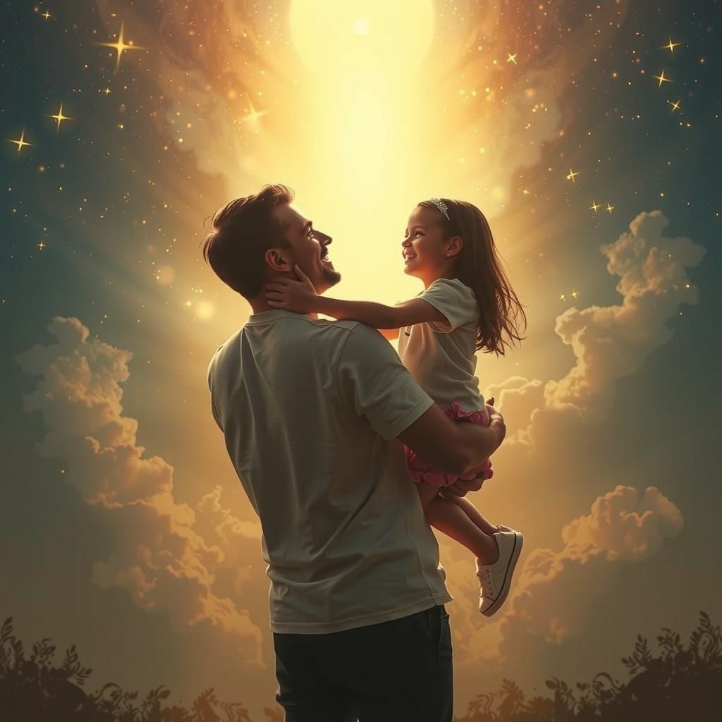 Father and Daughter Embrace Heavenly Light