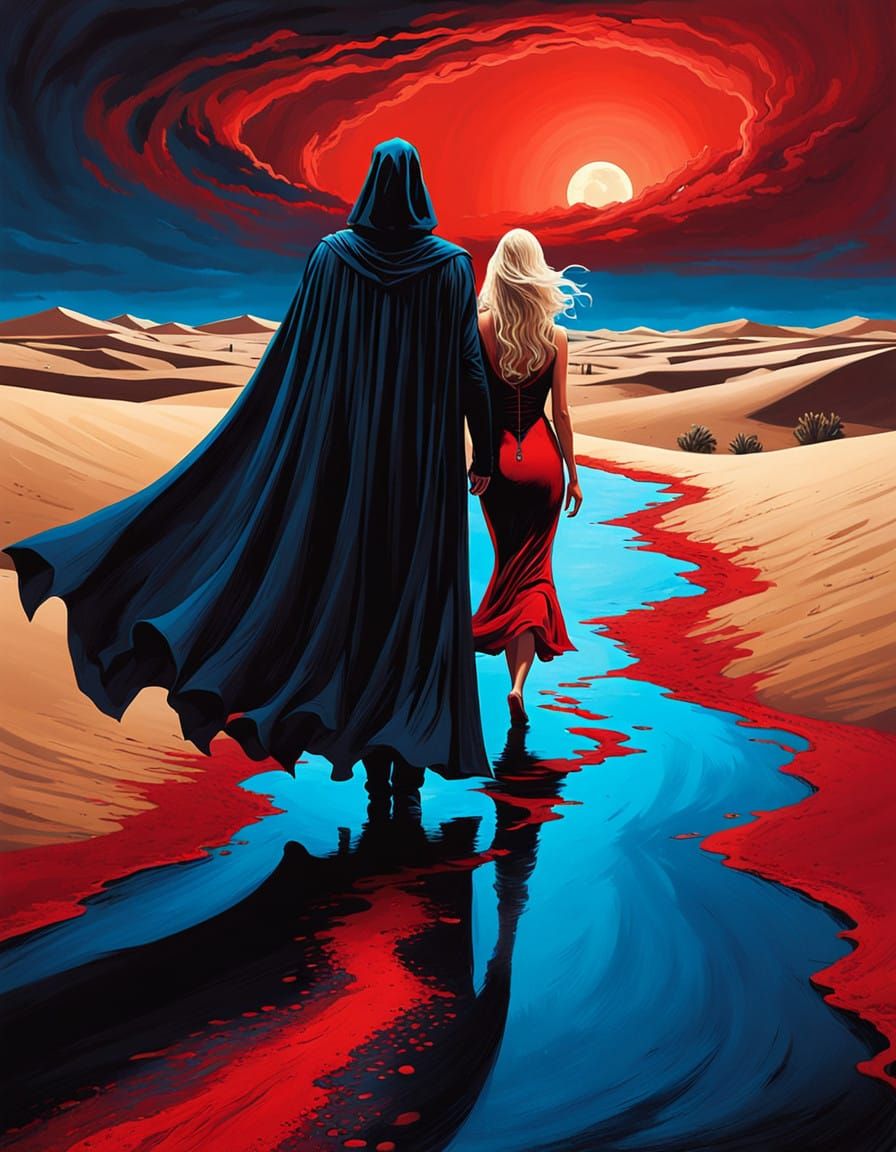 Dark Figure Walks River of Blood with Tragic Bride in Post-A...