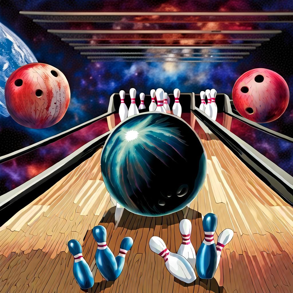 Cosmic Bowling Alley with Alien Creatures