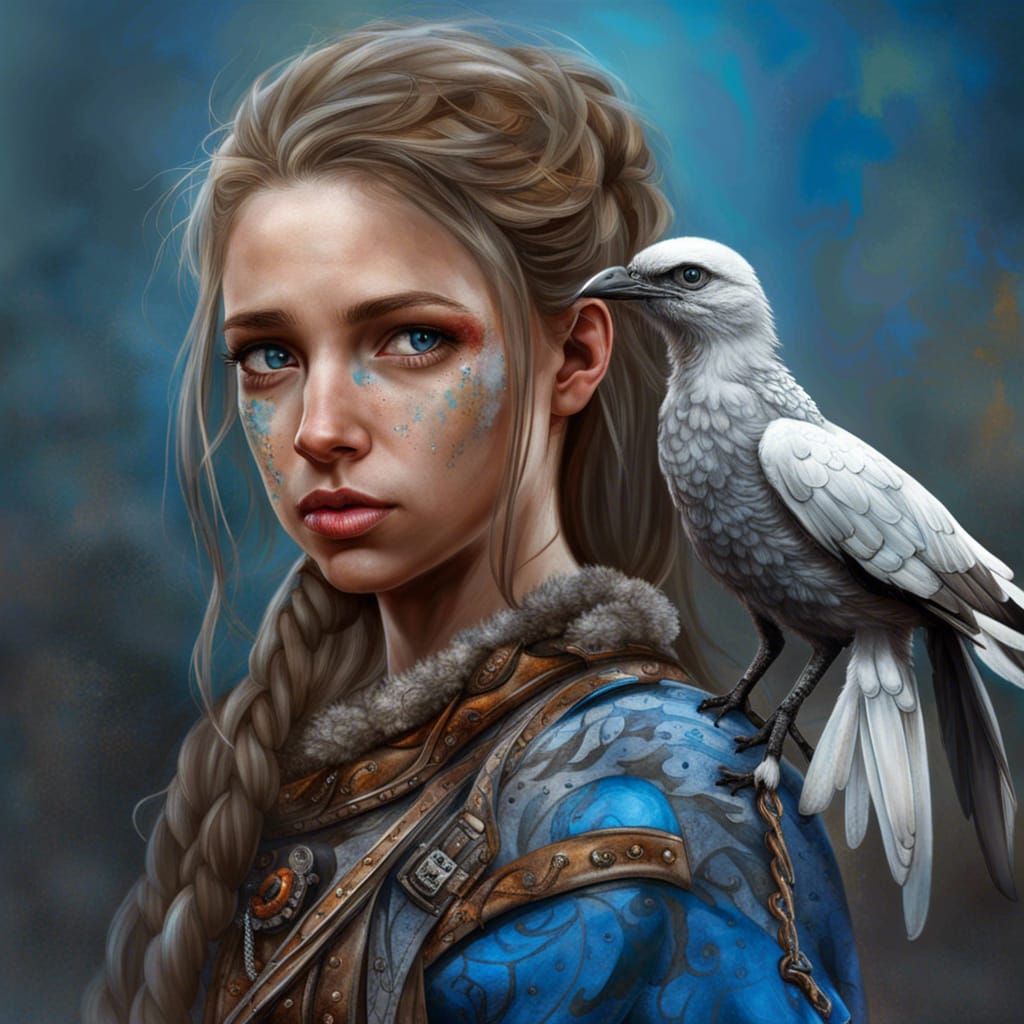 Ukrainian Warrior Girl Concept Art in Fantasy Style
