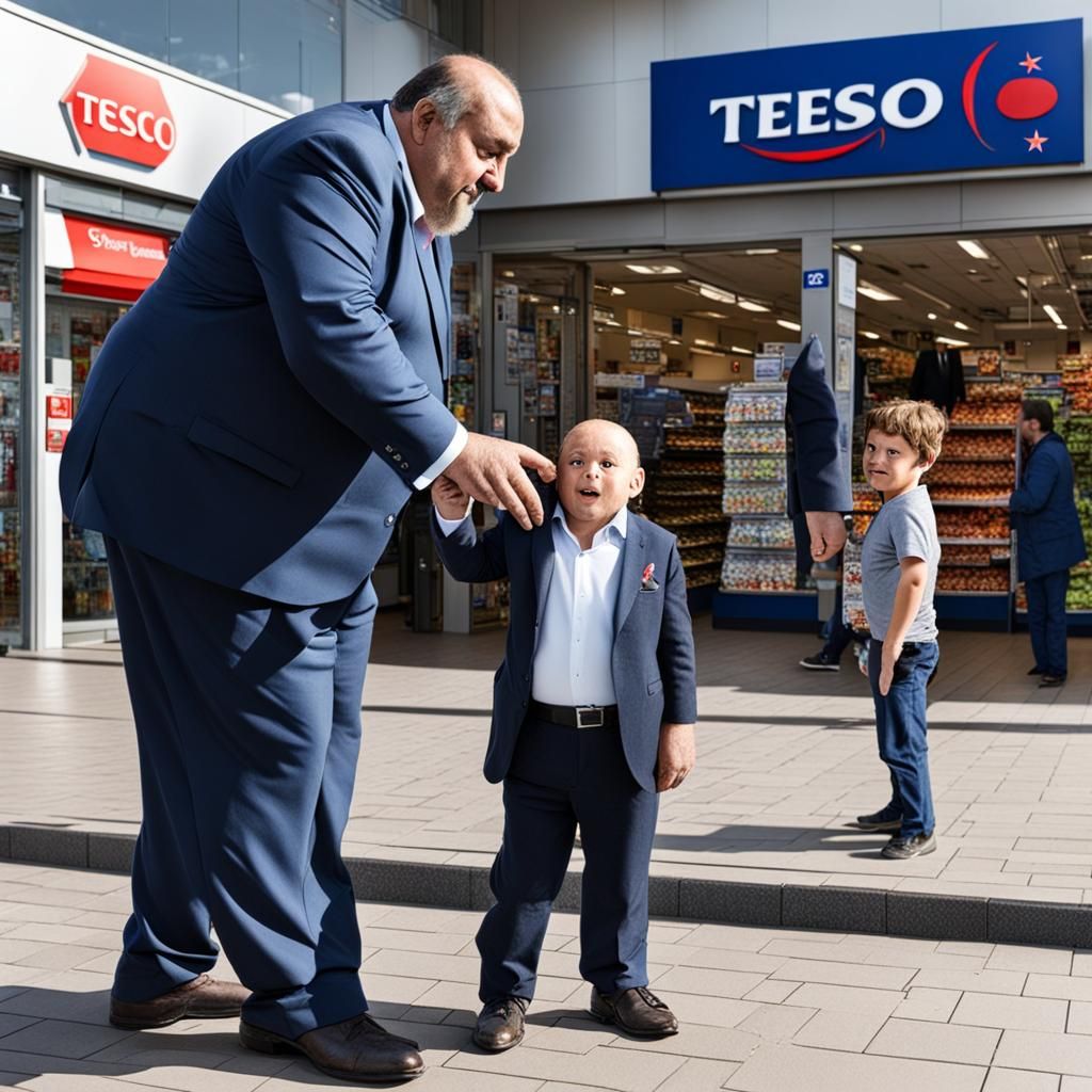 Disturbing Image of Man and Boy Outside Store