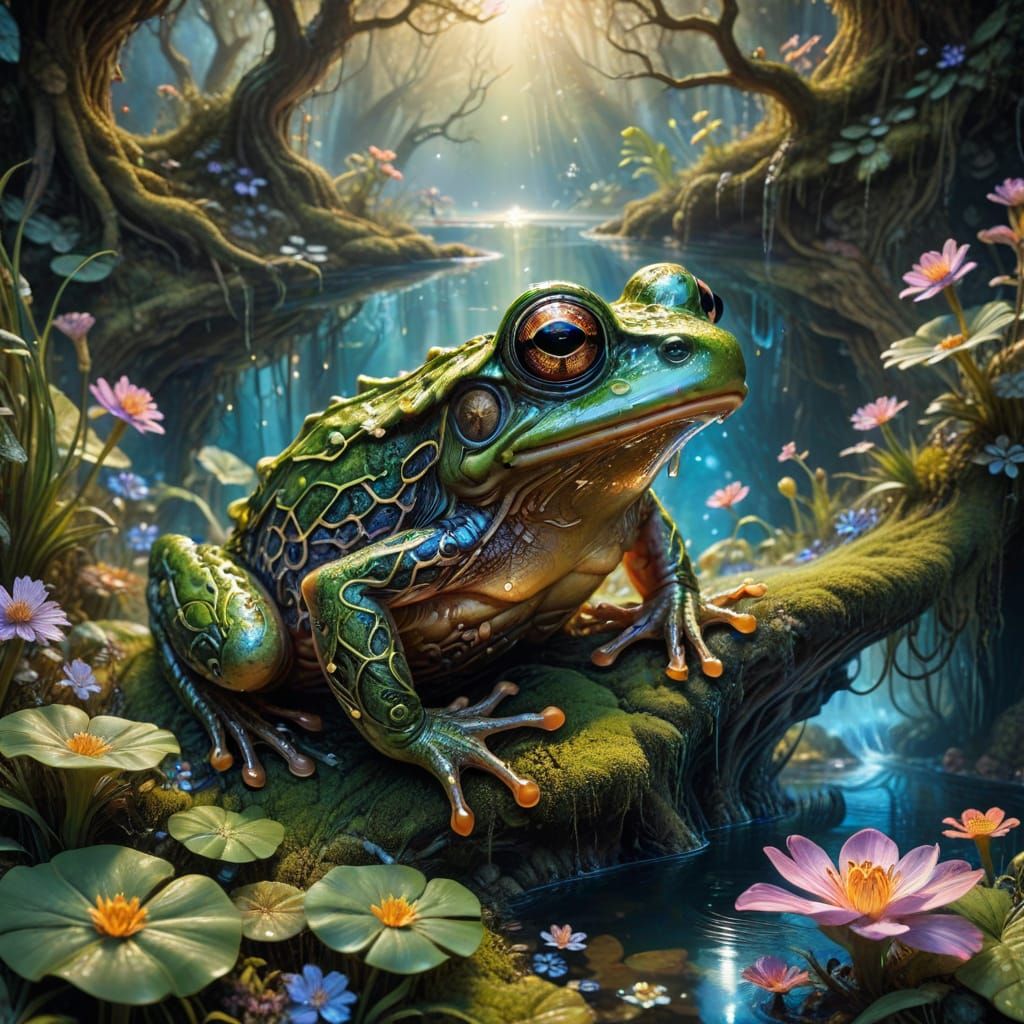 Surreal Frog Hidden in Fantasy Landscape
