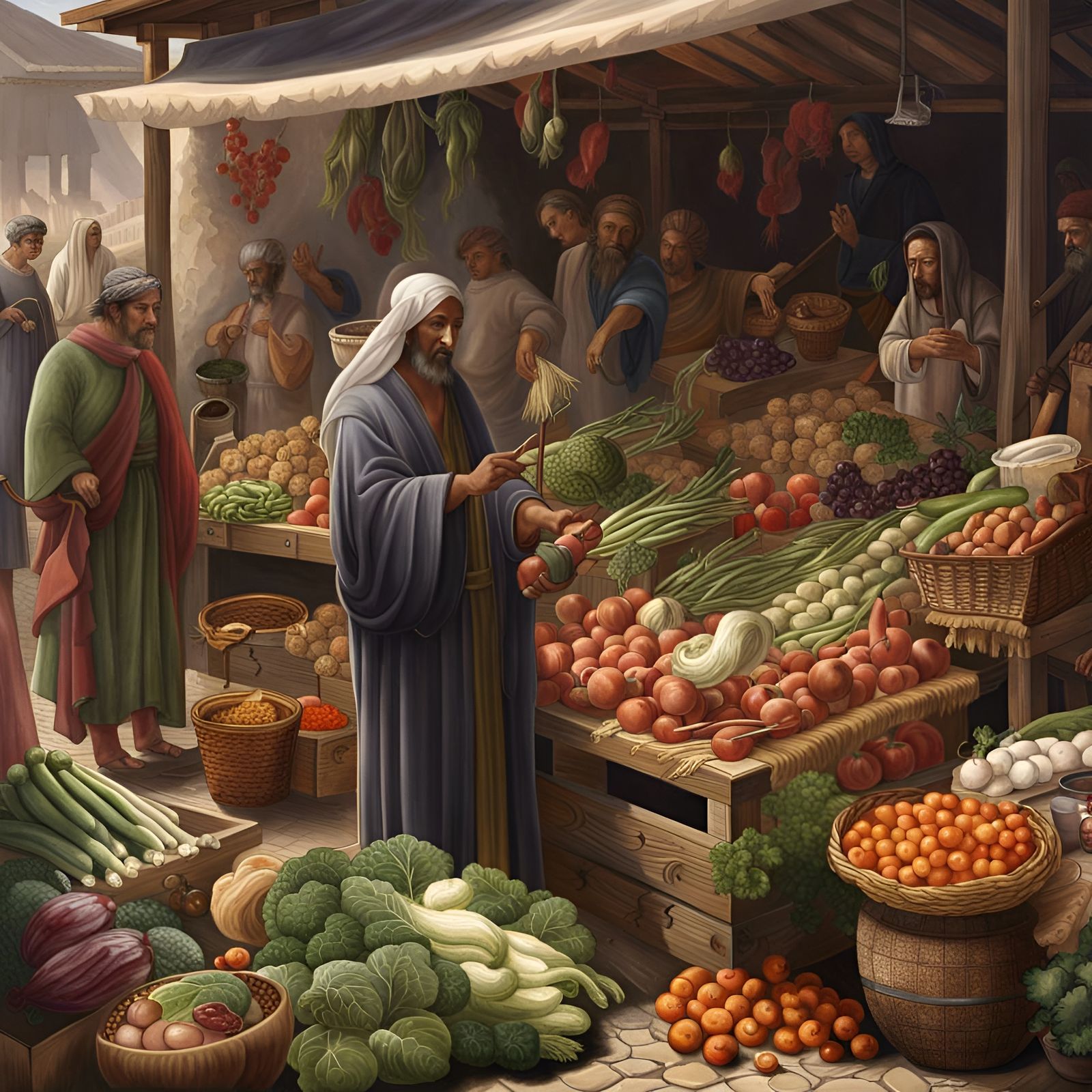 Middle Eastern Market in Biblical Grandeur Style