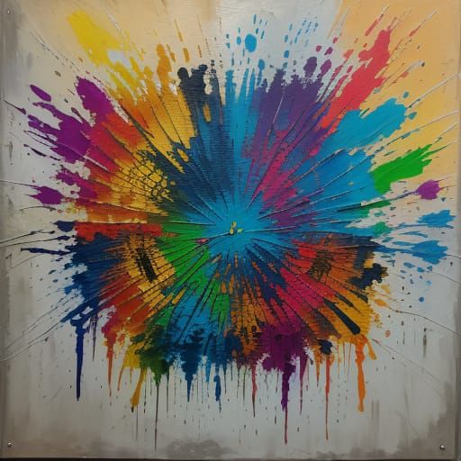 Vibrant Street Art with Batik Style Florals in City Chaos